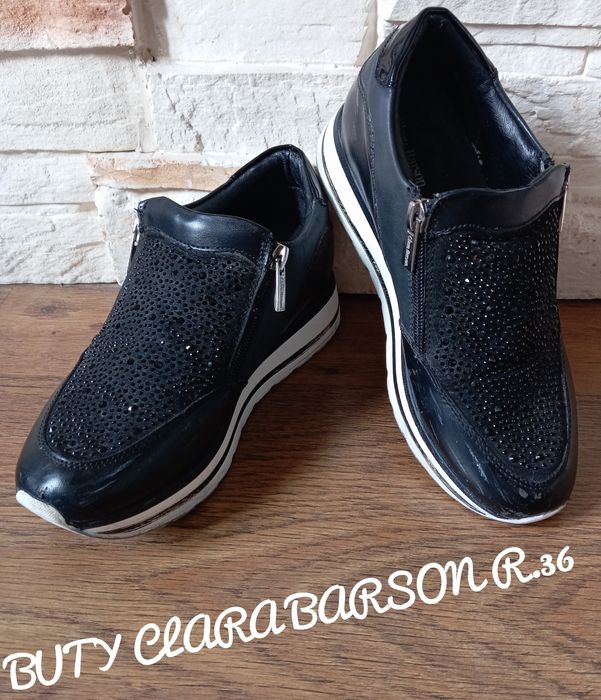 Buty Clara Barson czarne slip-ony z kryształkami R. 36