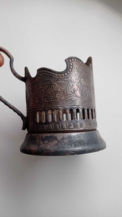 Подстаканники мельхиор. Космос. Виноград. Скань. Посеребряные .