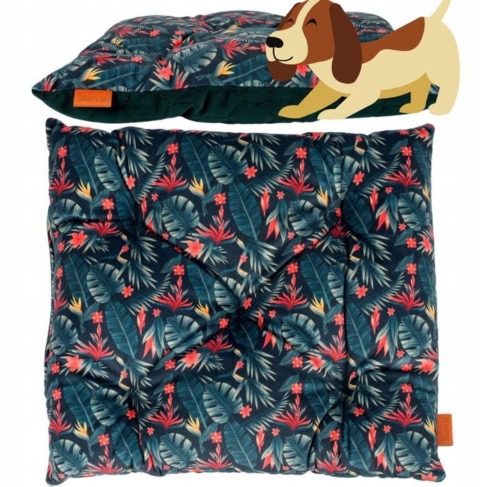 pikowana poduszka posłanko dla małego pieska jamnika 38x48 cm zielona