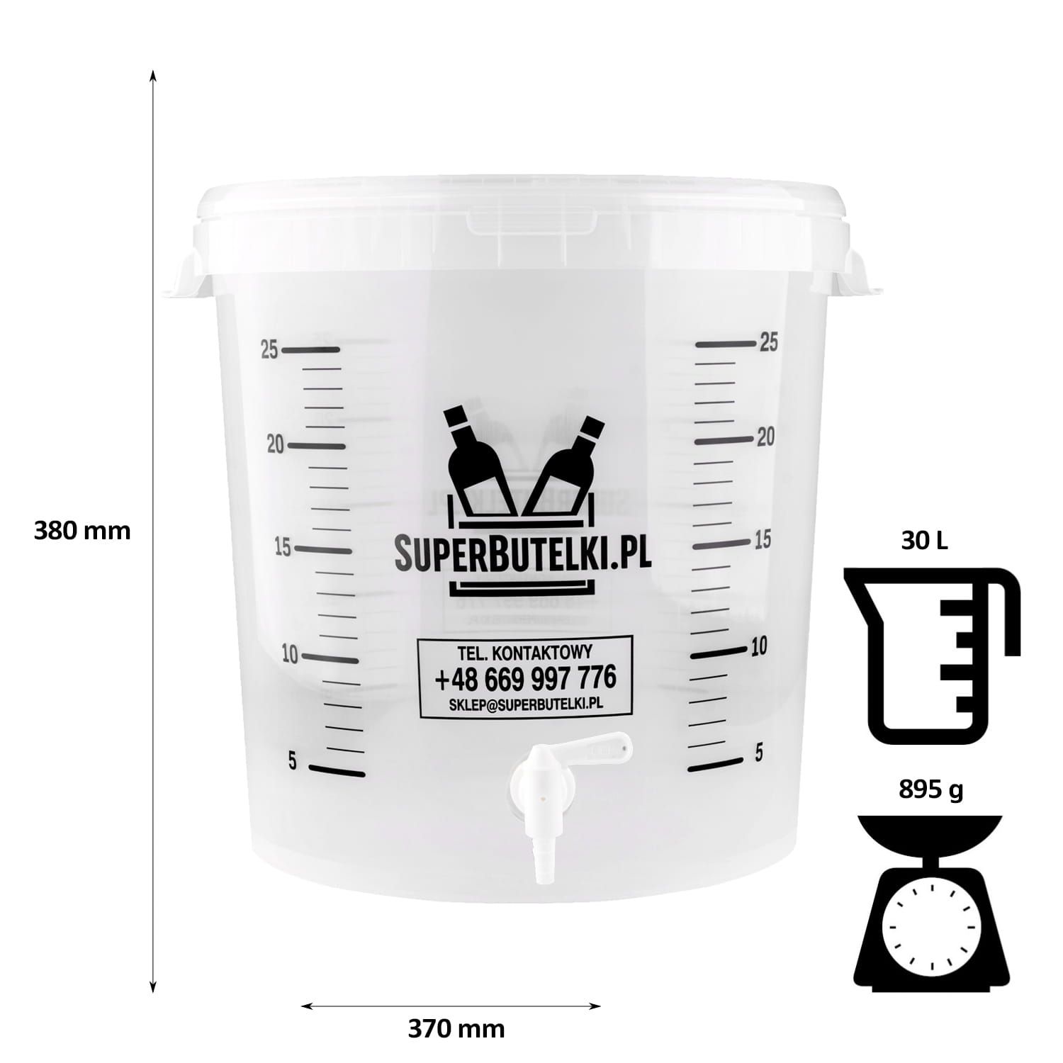 pojemnik fermentacyjny transparentny 30 l + kranik