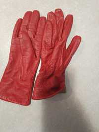 Czerwone rękawiczki damskie skóra s