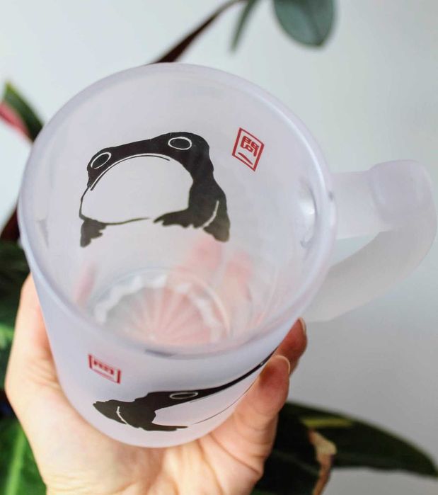 Kufel japońska Żaba, z szkła szronionego 450ml