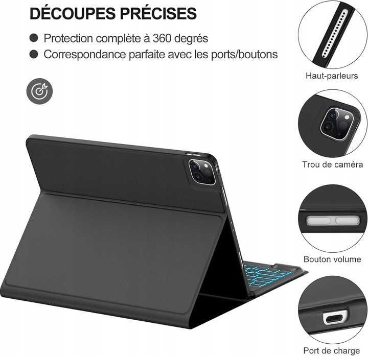 Etui SENGBIRCH do iPad Pro 12.9 2022, klawiatura AZERTY