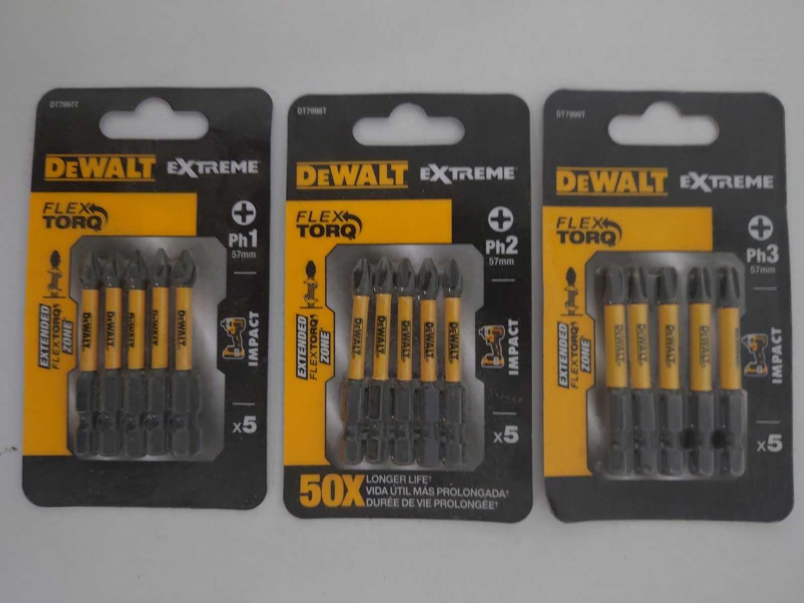 Бита DeWALT PH1 PH2 PZ2 T10 T15 T25 ударная 57мм 5шт Impact Torsion