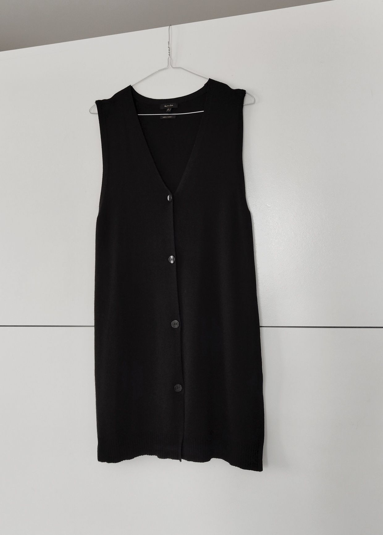 Kamizelka Massimo dutti 36 S czarna dzianinowa wiskozowa przedłużana