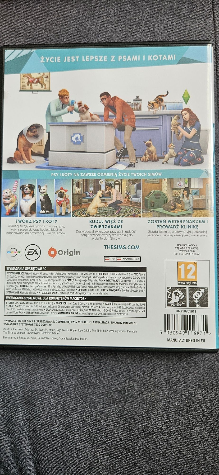 Gra komputerowa Sims 4 + Dodatek Psy i koty