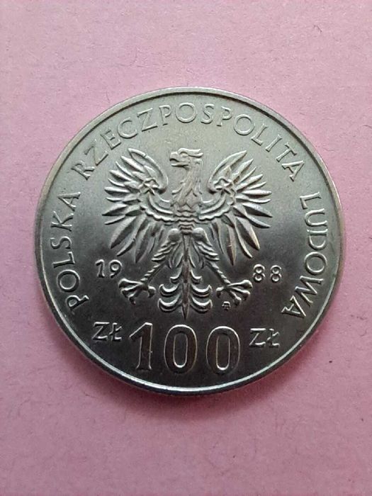 Moneta 100 zł _ PRL 1988 _ Jadwiga 1384 - 1399