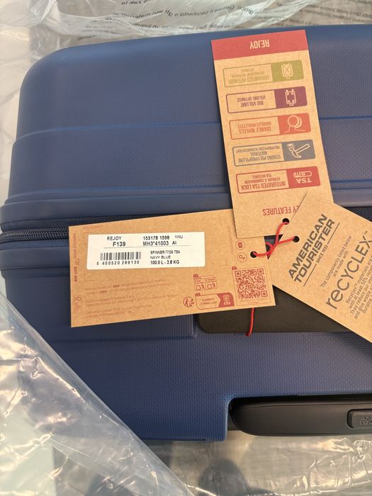 Mala de viagem nova: American Tourister Rejoy Spinner 77 Navy Blue