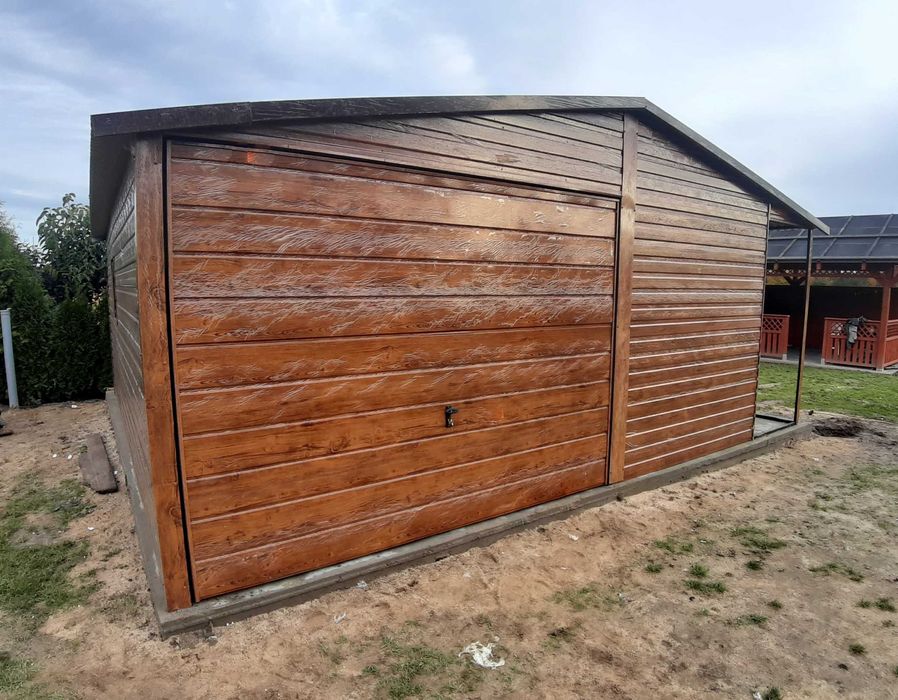 Garaż blaszak 4x5 +1,5 wiata, antracyt, grafit, drewnopodobny blaszany