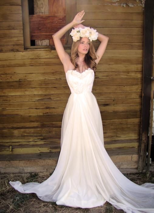suknia ślubna rozmiar 38 szyfon Lauren Elaine BELLA