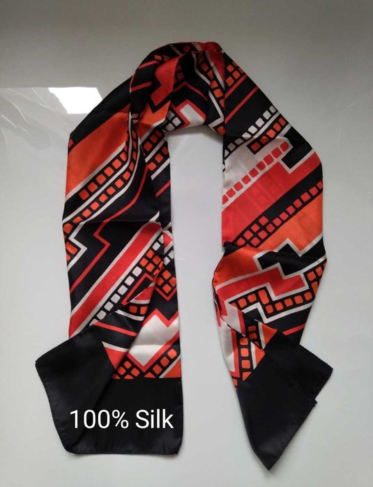 Szal, apaszka, 100% jedwab, geometryczne kształty