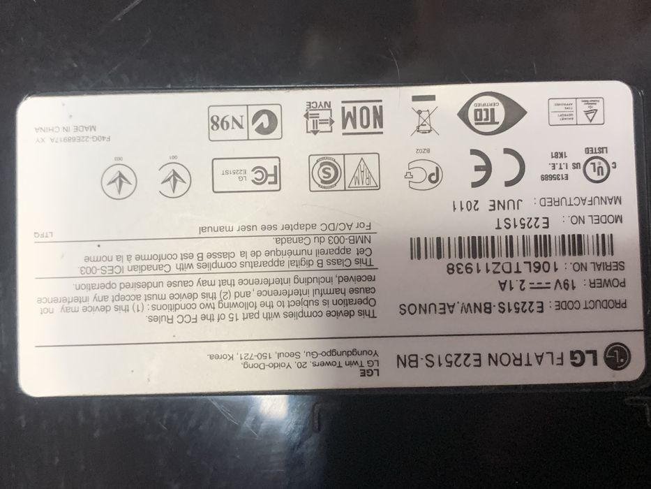 Монитор LG 60Hz 24”