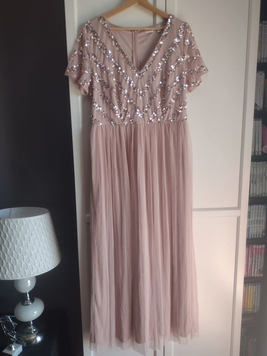 Wyprzedaż 2 sukienka 42 44 cekiny maxi wesele  druhna mama młodej młod