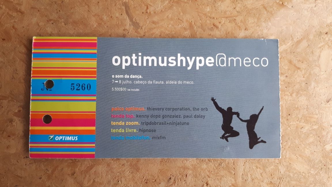 Bilhete Festival Optimus Hype Meco 2001