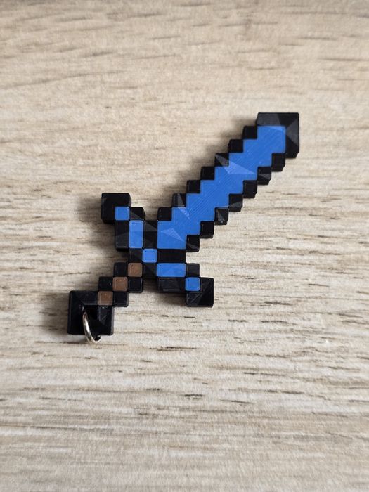 Breloczek Diamentowy Miecz Minecraft 3d - Brelok Druk3d fidget