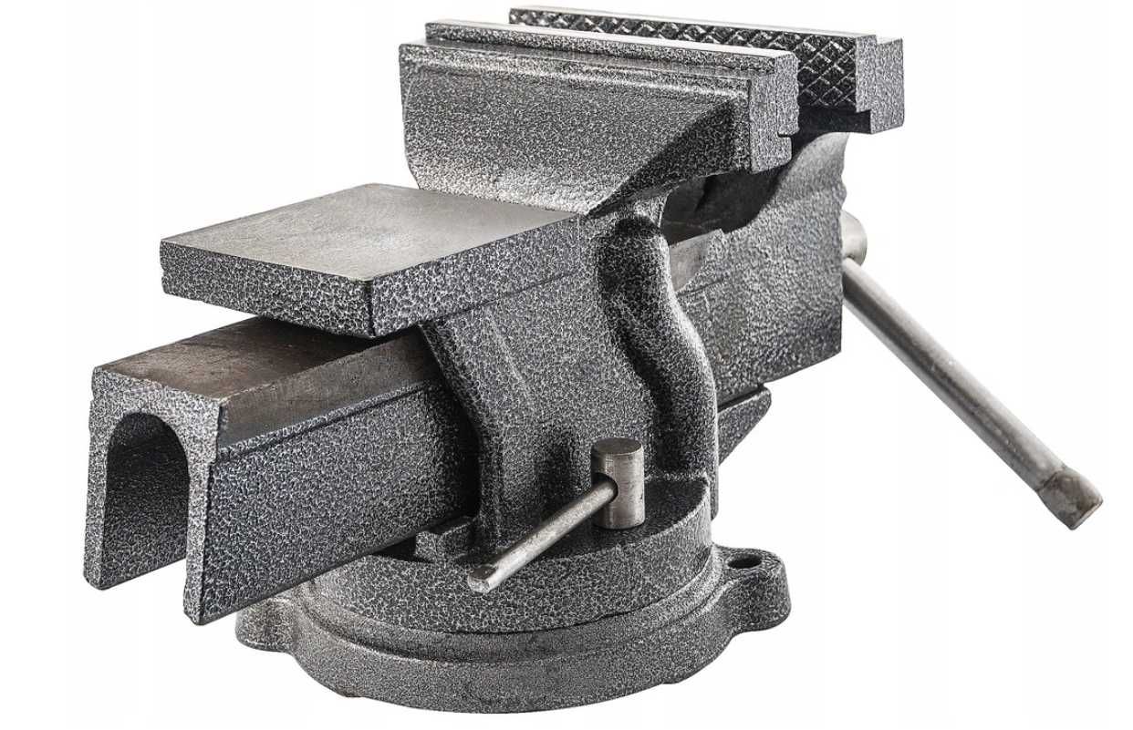 Solidne Imadło ślusarskie obrotowe 125mm, żeliwne, 8kg, z kowadłem