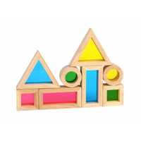 Drewniane klocki kolorowe szkiełka 8 elementów Montessori