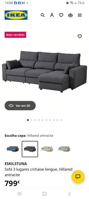 Sofá ikea chaiselong e lugares extensiveis