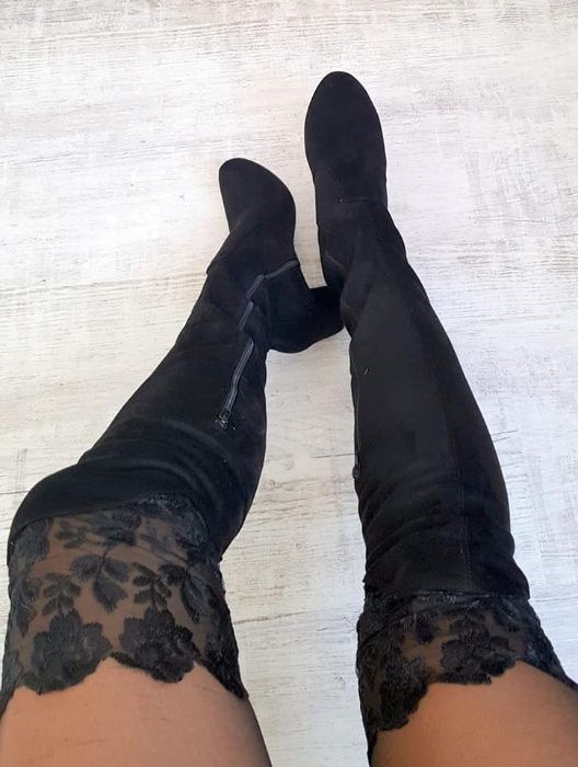 Eleganckie kozaki muszkieterki wiosenne gipiura 41 Polska produkcja