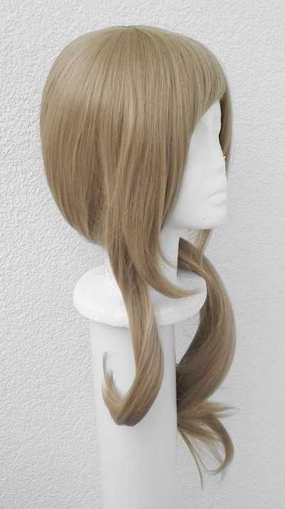 Lisa Genshin Impact brązowa piaskowa blond peruka z kitką cosplay wig