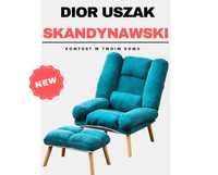 Nowoczesny fotel do salonu w stylu skandynawskim Uszak Niebieski