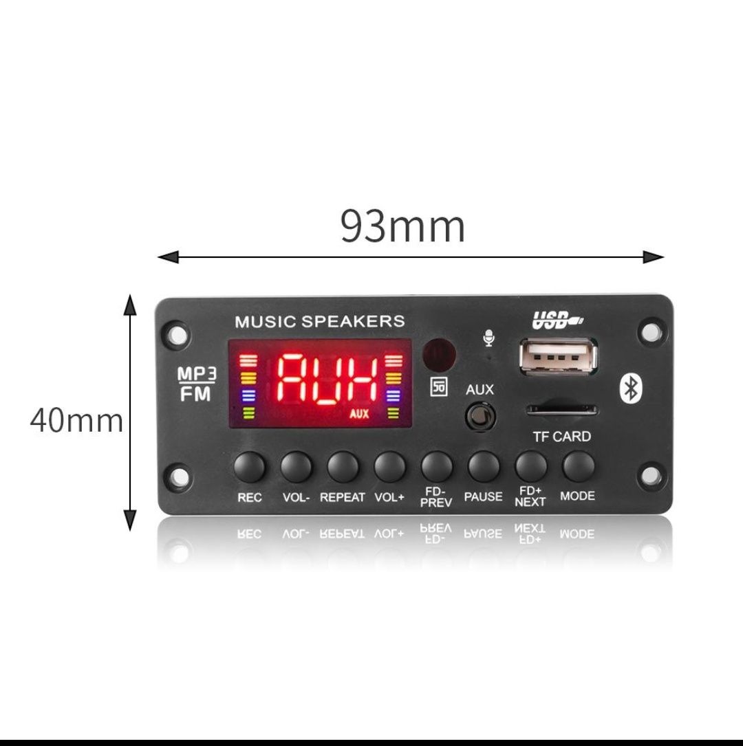 Декодер 2*25W, Bluetooth 5.0. ФМ-приемник, AUX,USB, mp3, Папки листает