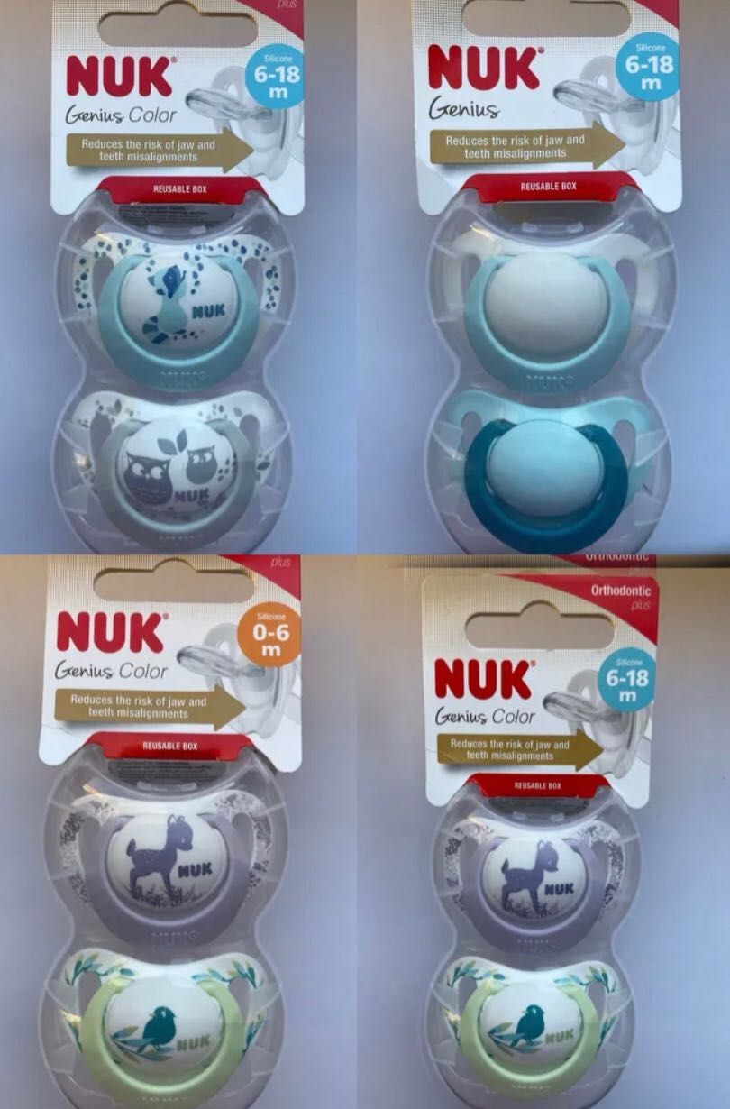 Новые пустышки Nuk 6-18 месяца день ночь нові дурники нук