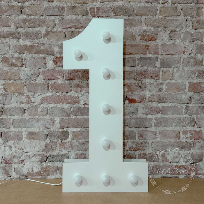 Цифра 1 один на рочок день народження led лед з підсвіткою лампочками