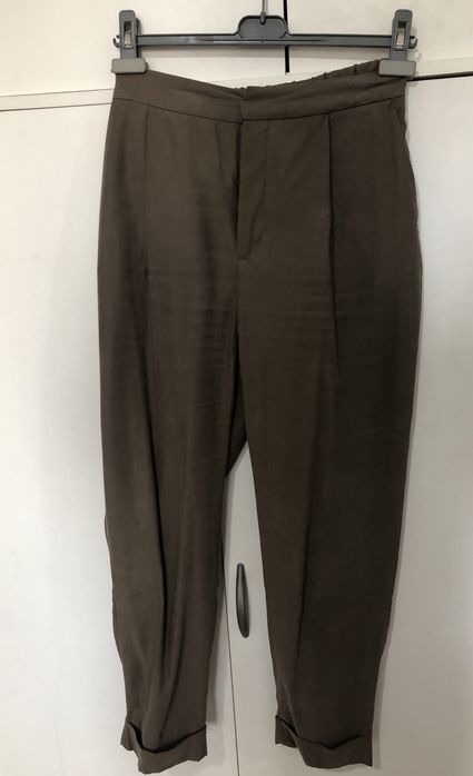 Calça tecido zara cáqui
