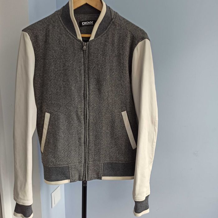 DKNY Бомбер коледж вовна шкіряні рукава