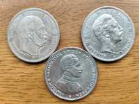 5 marek Prusy Niemcy Cesarstwo Niemieckie 3 szt. Srebrne monety