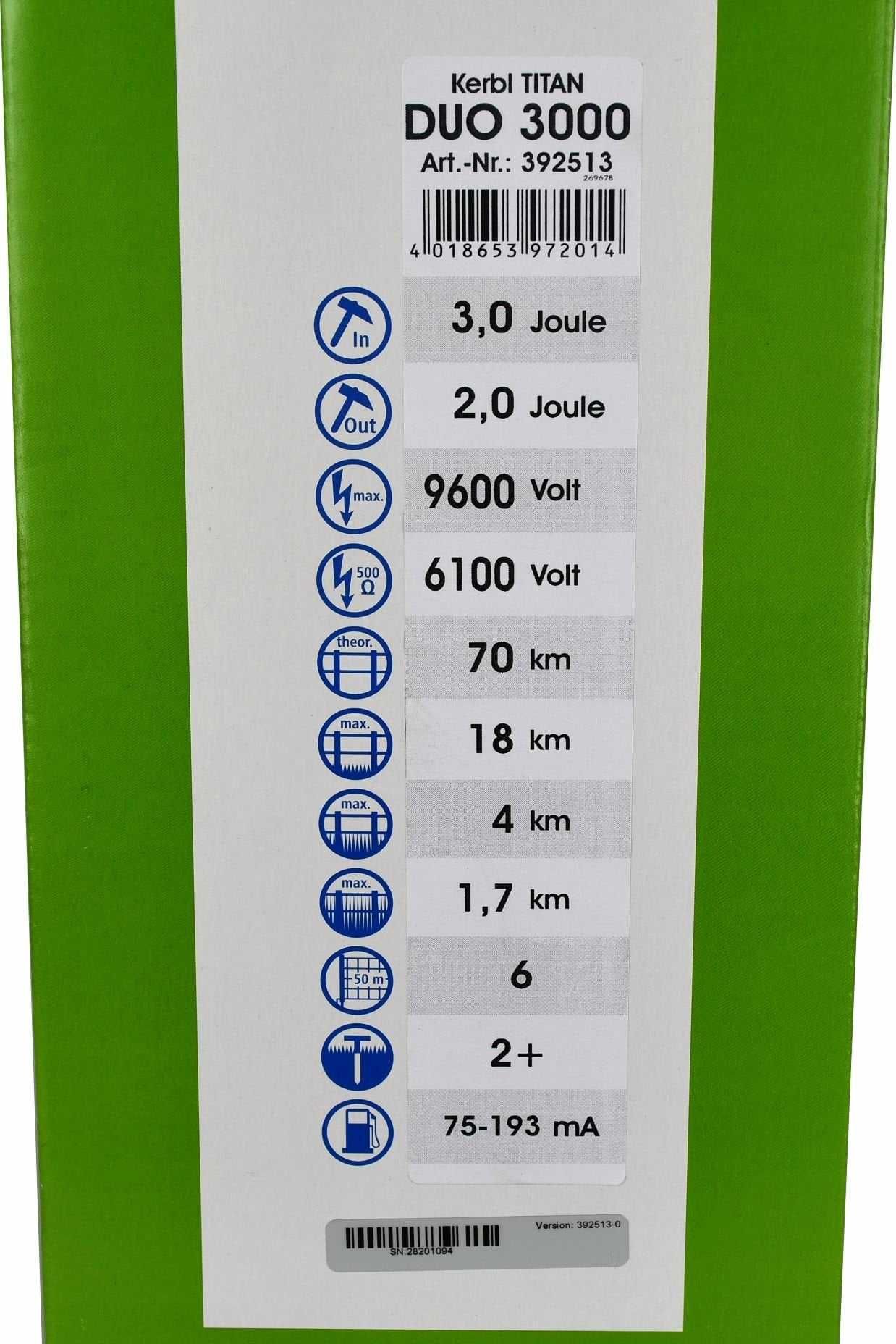 Elektryzator uniwersalny TITAN DUO 3000, dla koni, bydła, owiec 3,0 J
