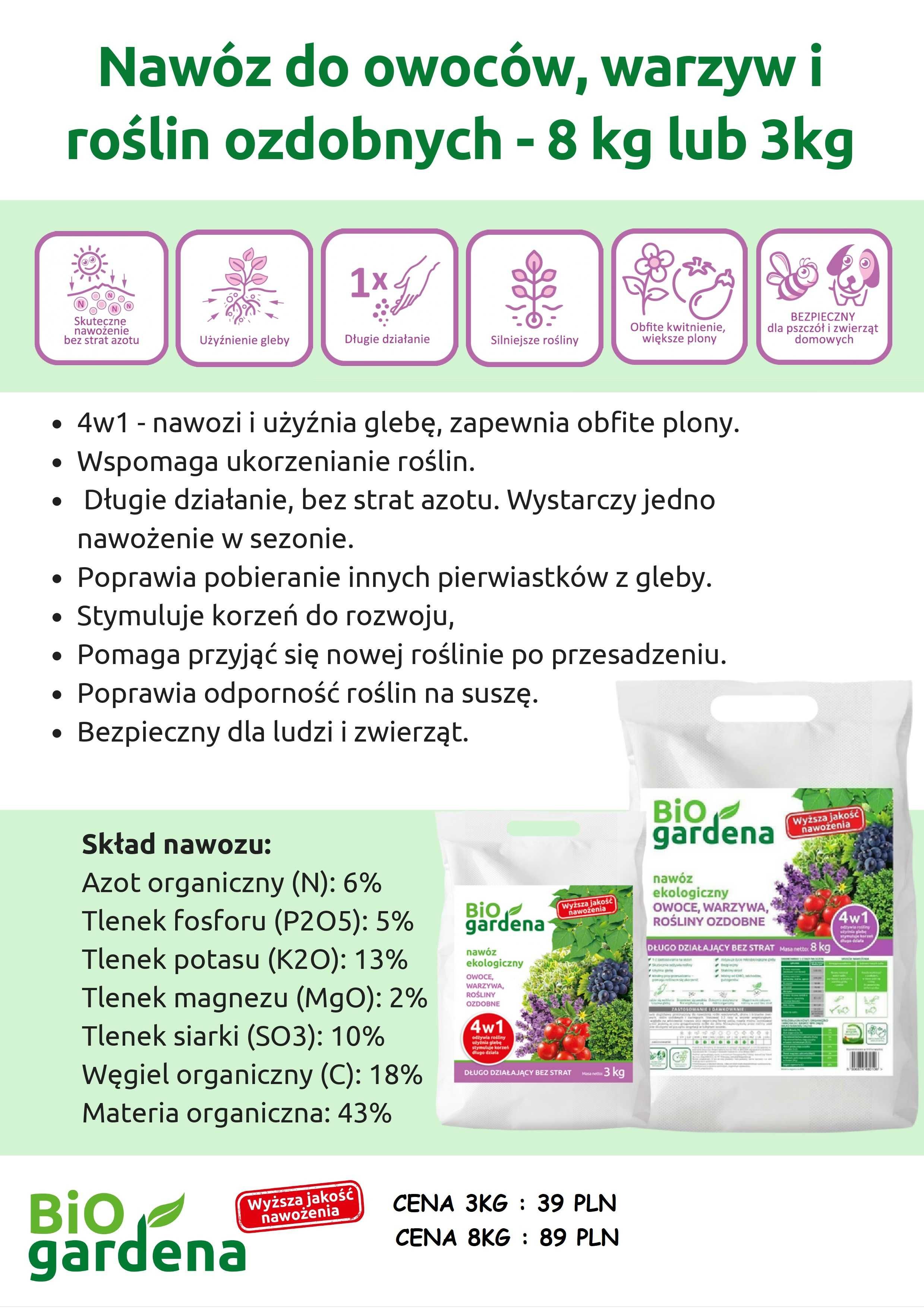 Nawóz organiczny , ekologiczny  , nawozy do traw , warzyw , owoców