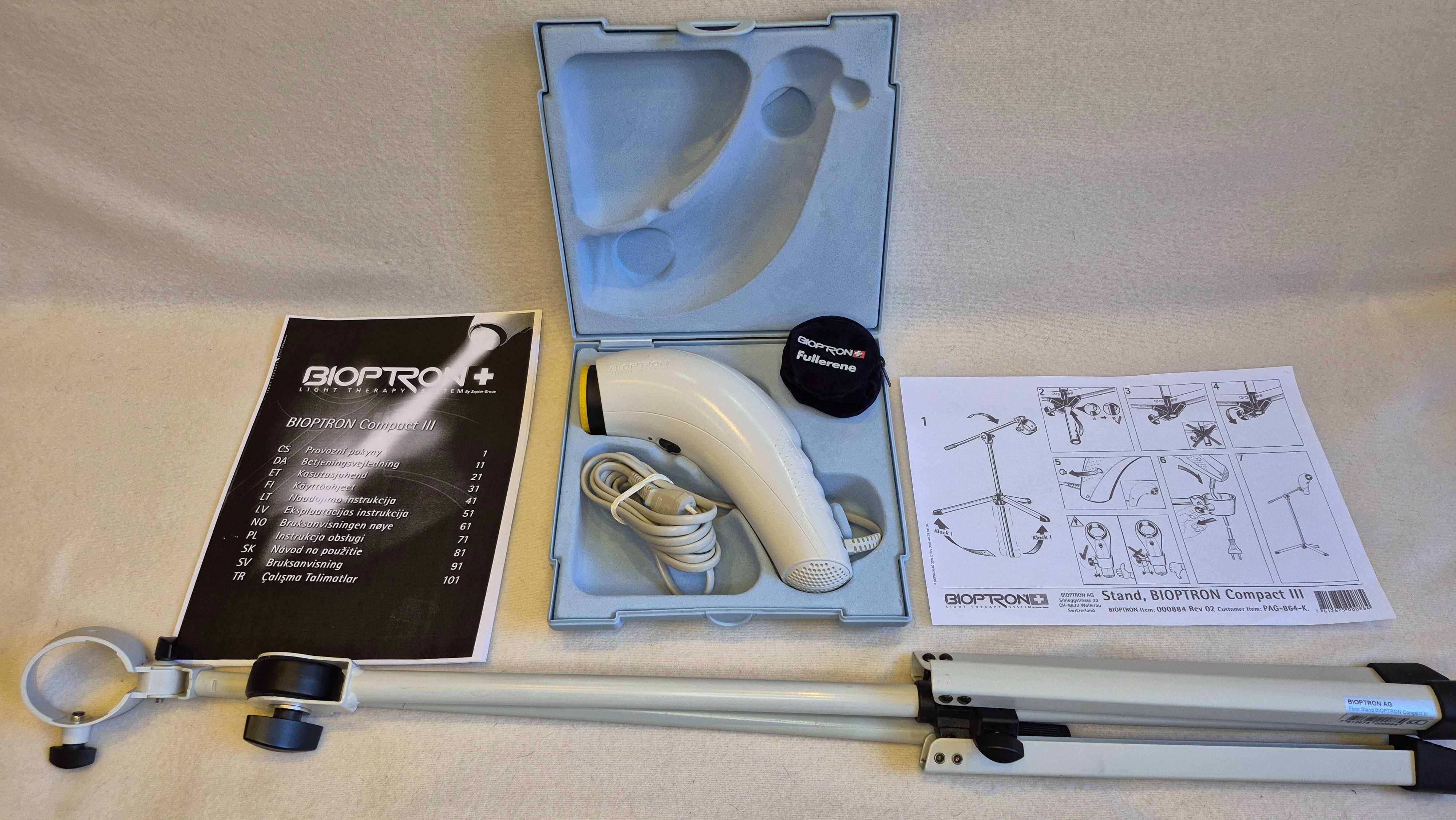 Lampa Bioptron Compact III Filtr Fulerenowy Statyw Zepter