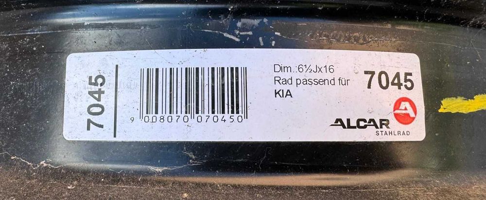 4x felgi stalowe 6,5Jx16 Kia Niro 5x114,3 ET 45 nowe Alcar