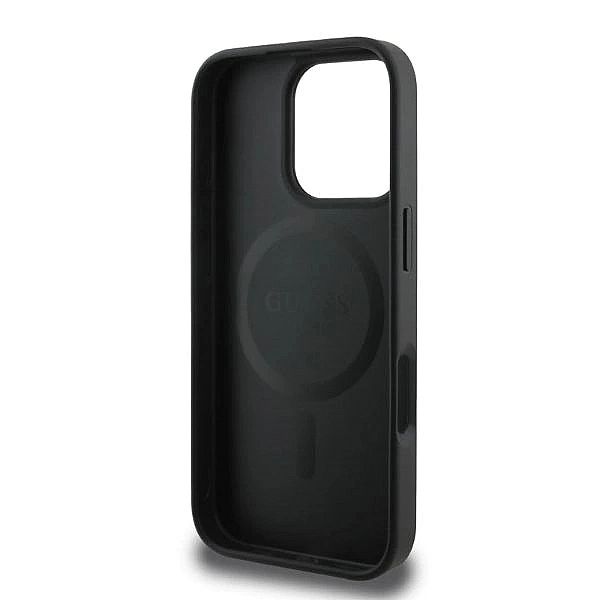 Etui Guess 4G Printed Stripes MagSafe na iPhone 16 Pro Max - czarne