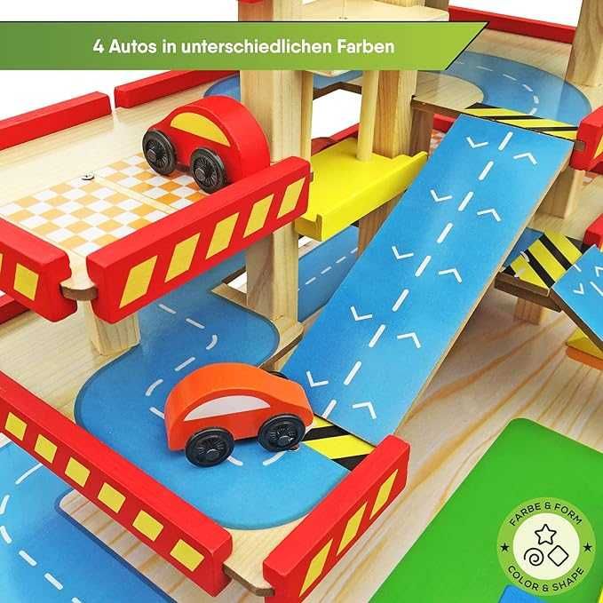 Balinco Parking dla dzieci, parking z 3 piętrami drewniany eco