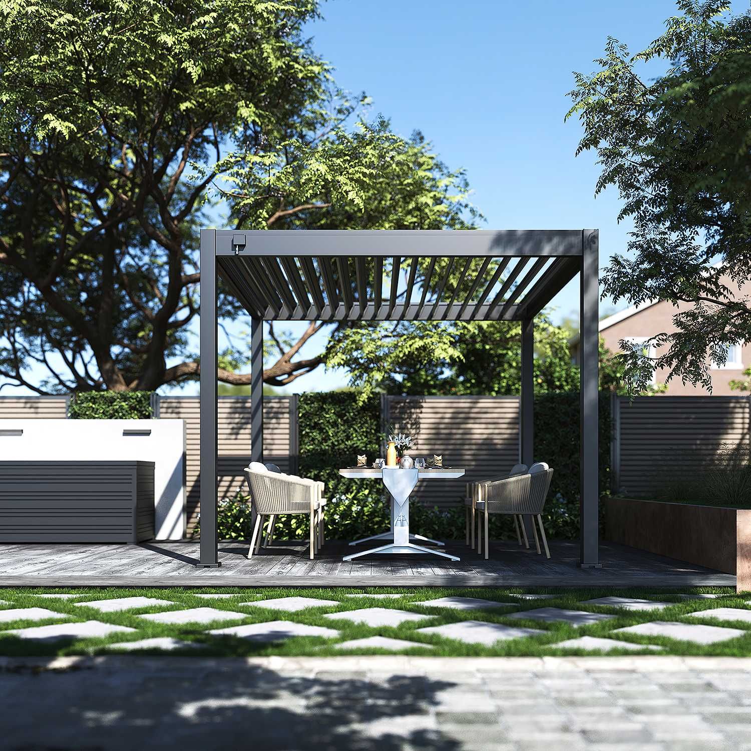 Pergola aluminiowa zadaszenie żaluzjowe - wolnostojąca