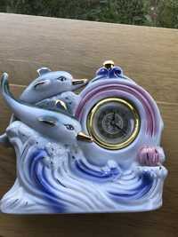 Zegar porcelanowy ceramika porcelit ryby