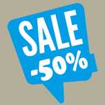 naklejka sale 50% do sklepu na szybę sale 50%, naklejka promocja 50%