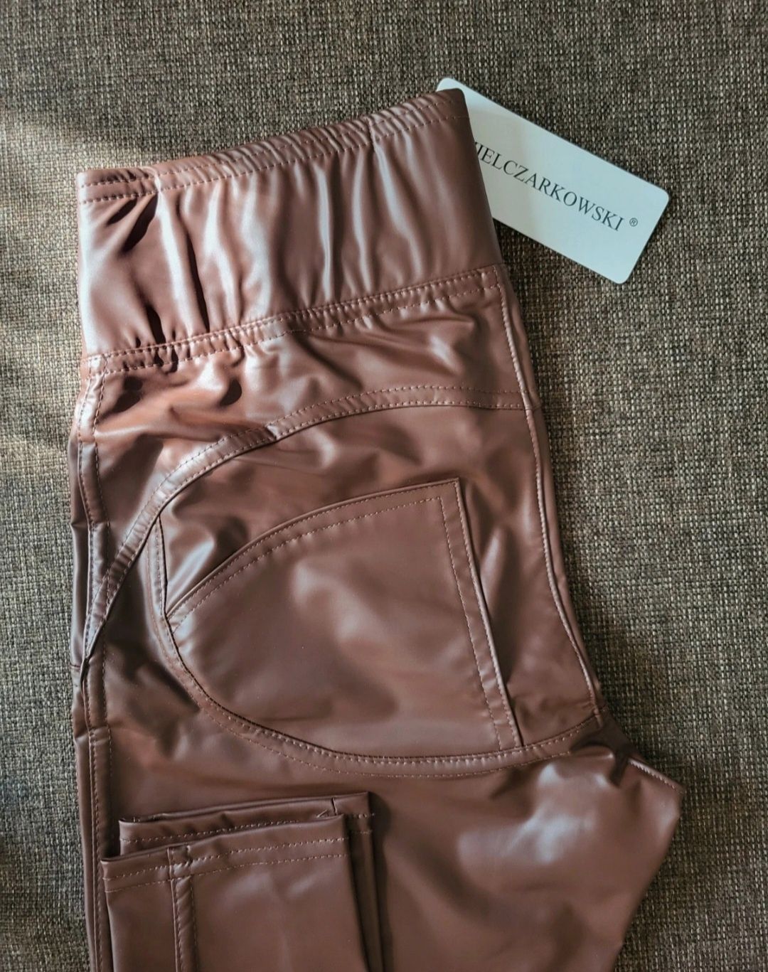 Nowe legginsy skóra lateks body shape must have czekoladowe