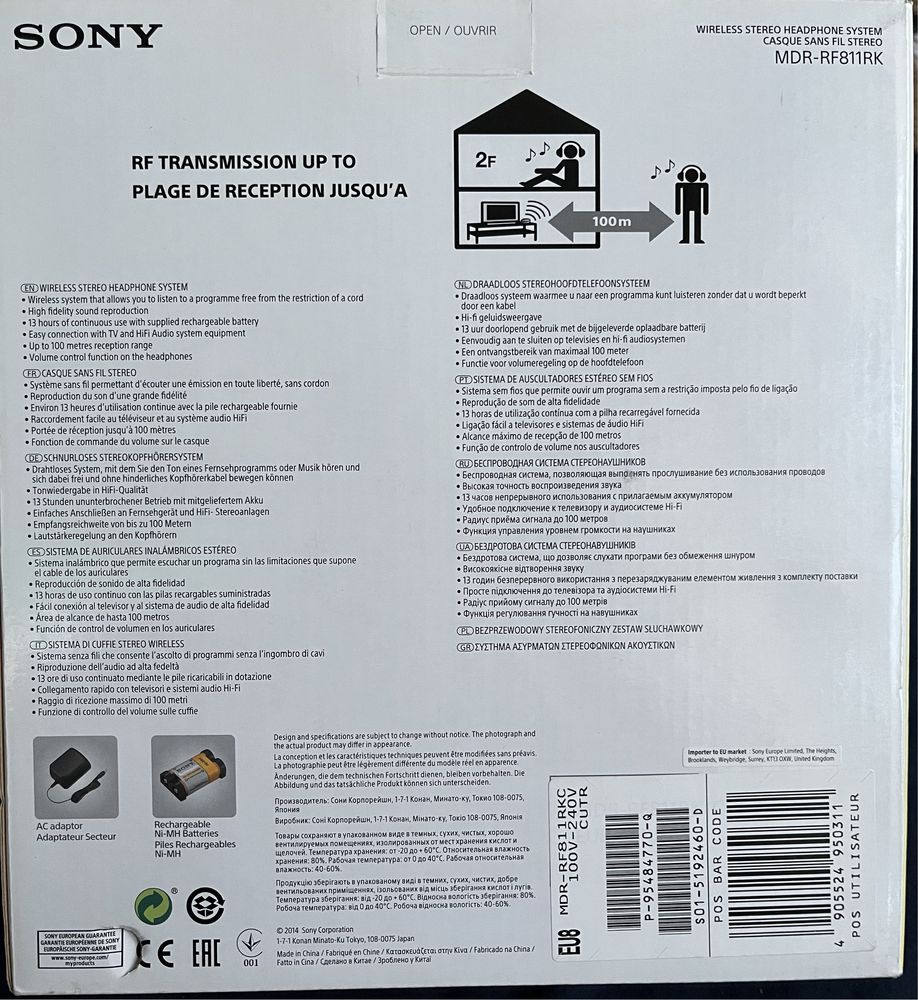 Bezprzewodowe słuchawki Sony MDR-RF811RK