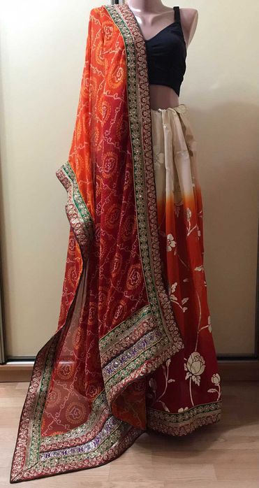 Сари Индия шикарное расшито серебряной нитью и паетками 5,55х1,10м