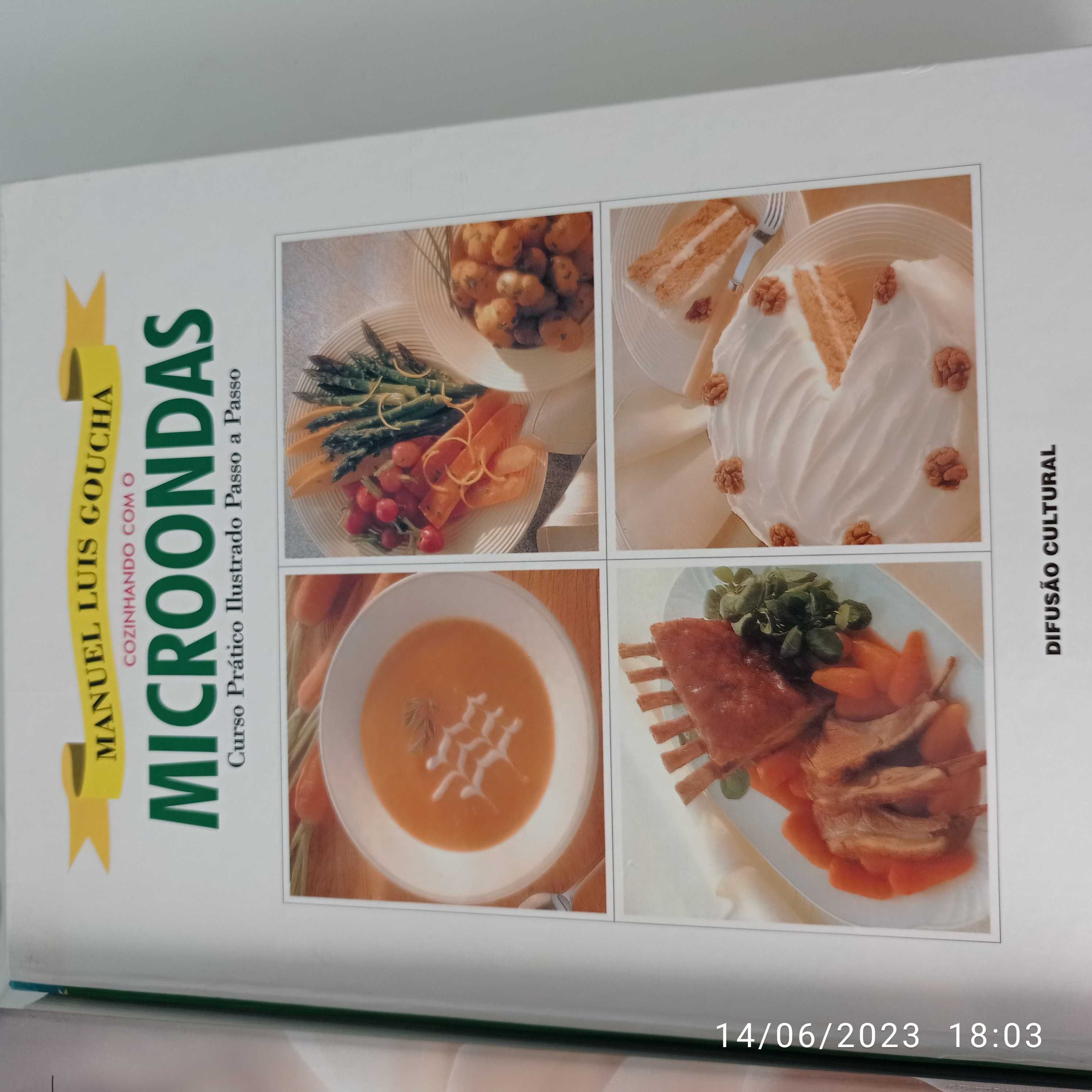 Livro com receitas para micro-ondas e culinária