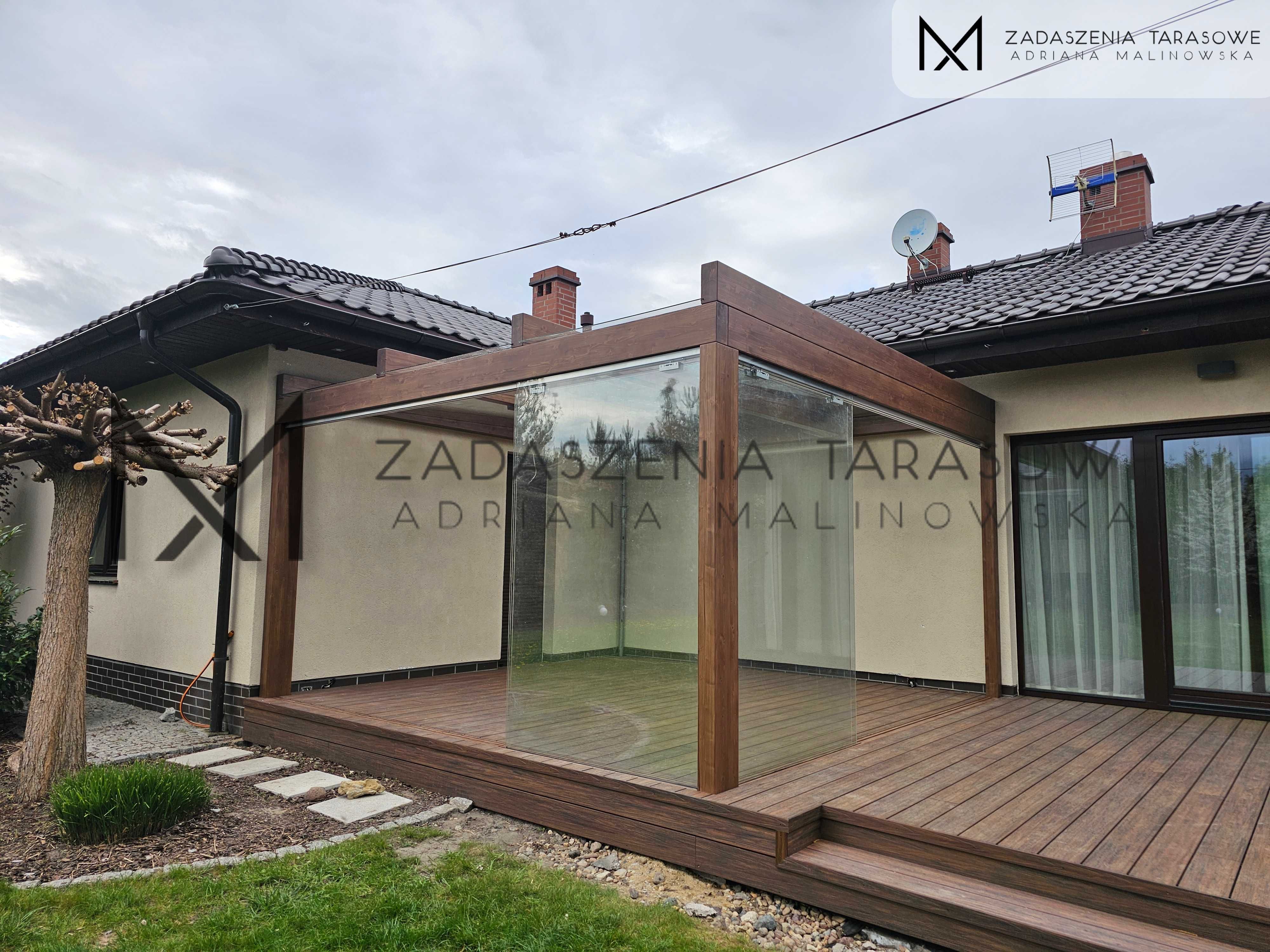 Zadaszenie tarasu ze szkłem w ścianach i dachu - montaż w cenie
