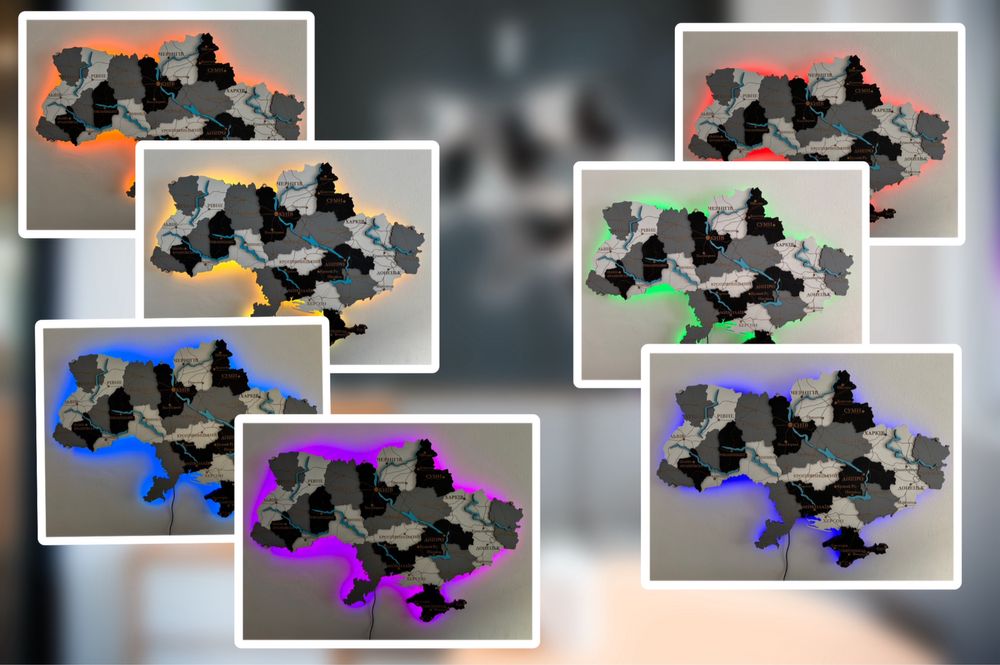 Кращий подарунок / Деревʼяна карта України / Нічник