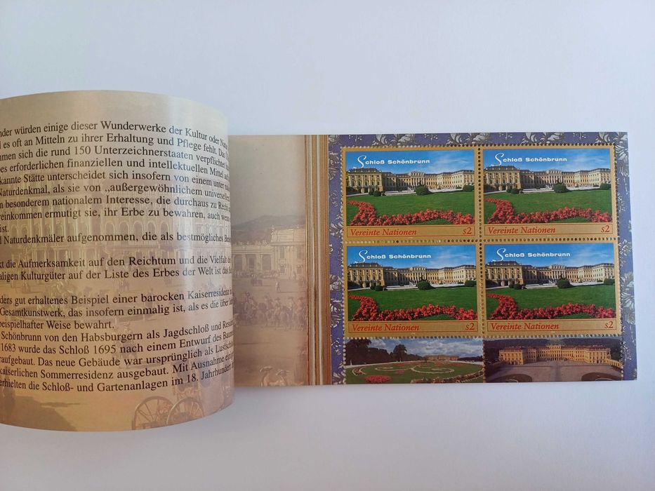 Filatelia - Carteira/Booklet ONU-Viana Palácio de Schonbrun – 1998