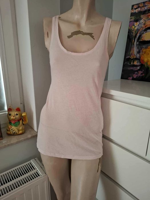 S 36 H&M jasnoróżowy tank top na ramiączkach bawełniany Soft Grunge