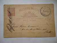 Bilhete Postal ano 1893 , selado, 10 Reis D. Carlos