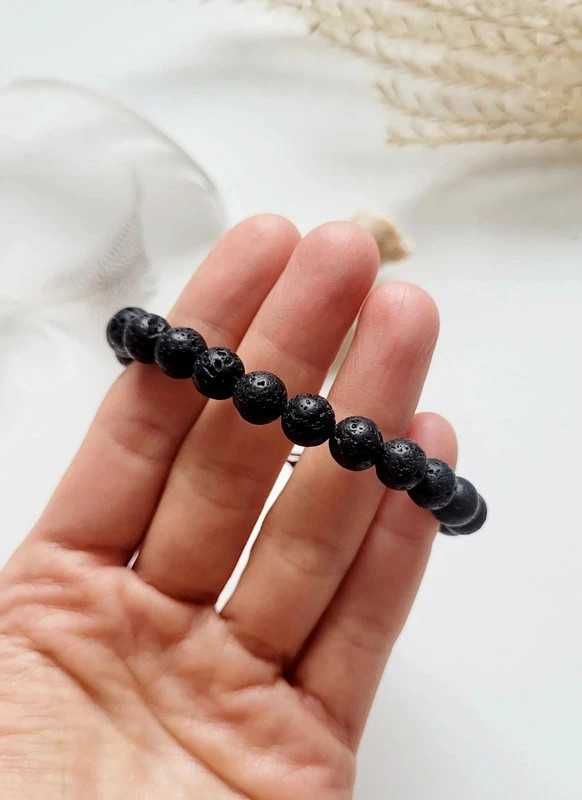 Naturalna Lawa Wulkaniczna Bransoletka Unisex, Nowa